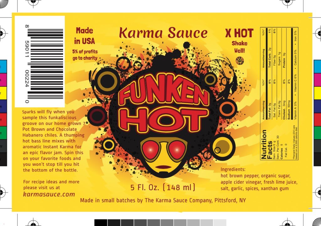 Label for Funken Hot Hot Sauce