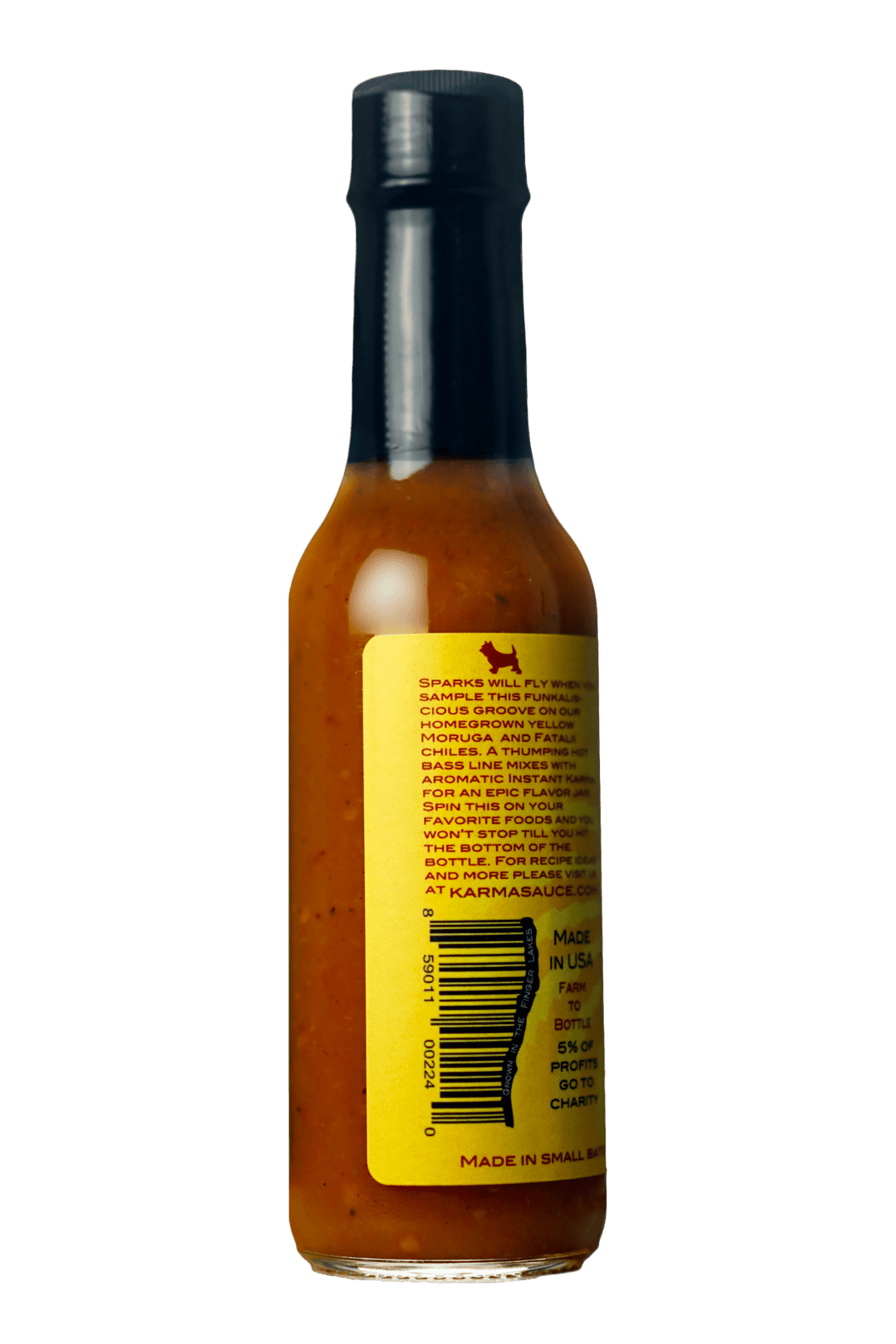 Funken Hot Yellow Moruga hot sauce by Karma Sauce Company LLC