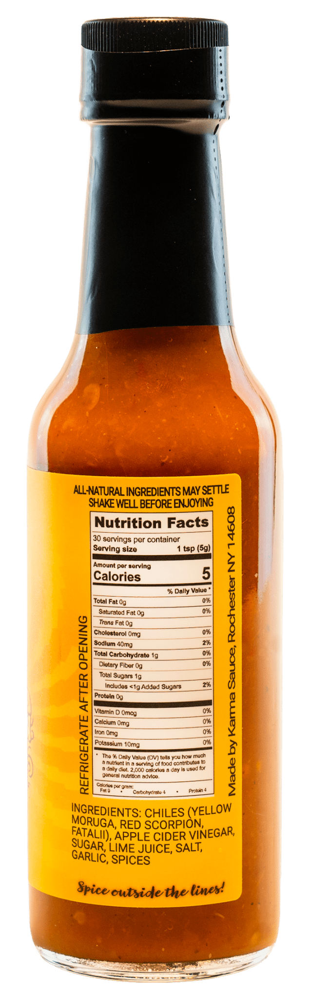 Funken Hot Yellow Moruga hot sauce by Karma Sauce Company LLC